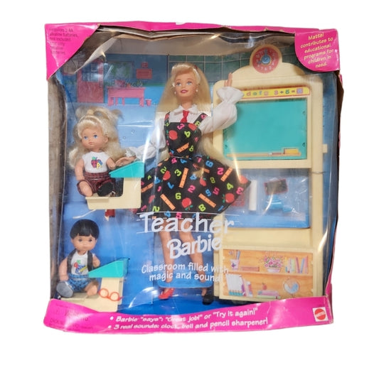 Vintage 1995 Mattel Teacher Barbie #13914 Makes Sounds Damaged Box