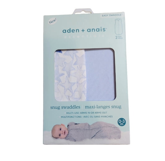 2020 Aden + Anais Essentials Easy Swaddles 0-3M Snug Swaddles Stars Blue