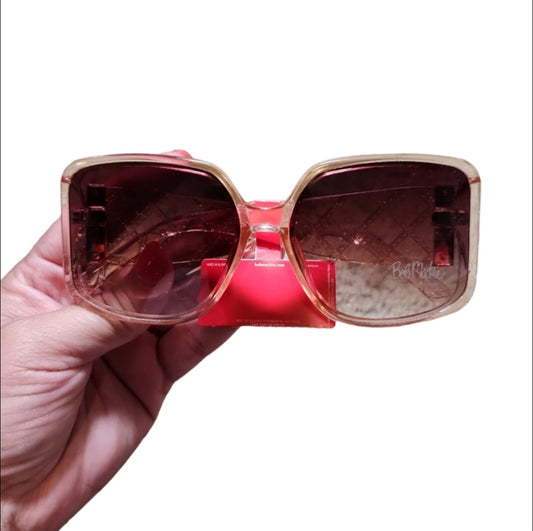 Bob Mackie BM56413-1JP-GN2 Clear Pink Gradient Brown Lens Gold Accent Sunglasses