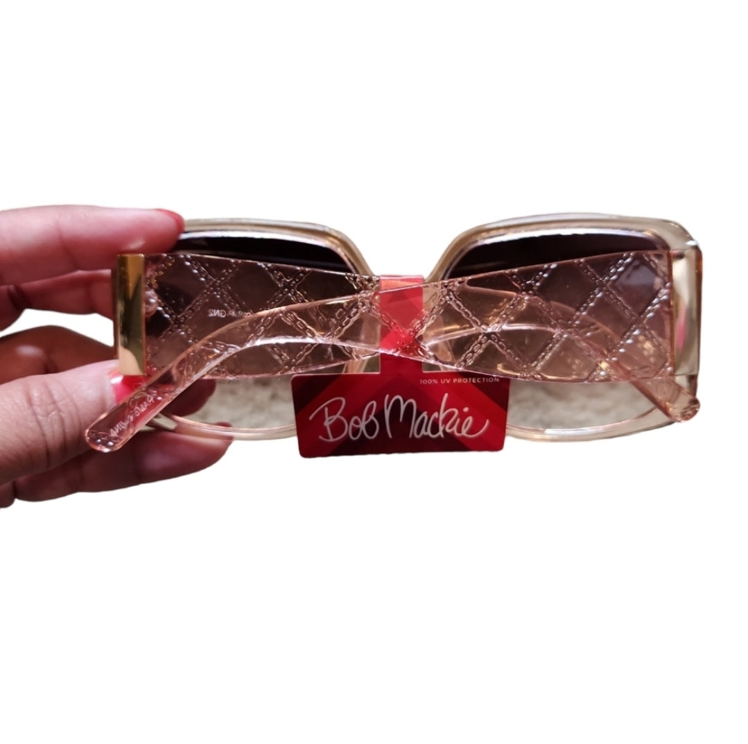Bob Mackie BM56413-1JP-GN2 Clear Pink Gradient Brown Lens Gold Accent Sunglasses
