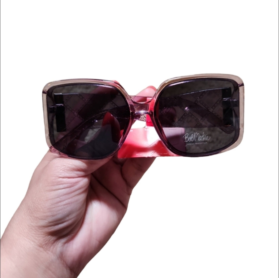 Bob Mackie BM56413-1JV-S Clear Purple  Gold Accent Black Lens Sunglasses